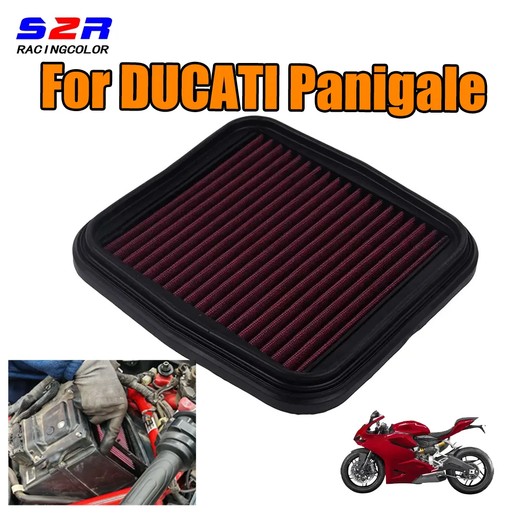 ملحقات الدراجة النارية لـ Ducati Panigale V2 1299 1199 1198 959 955 899 منظف مدخل فلتر الهواء عالي التدفق قابل للغسل #1