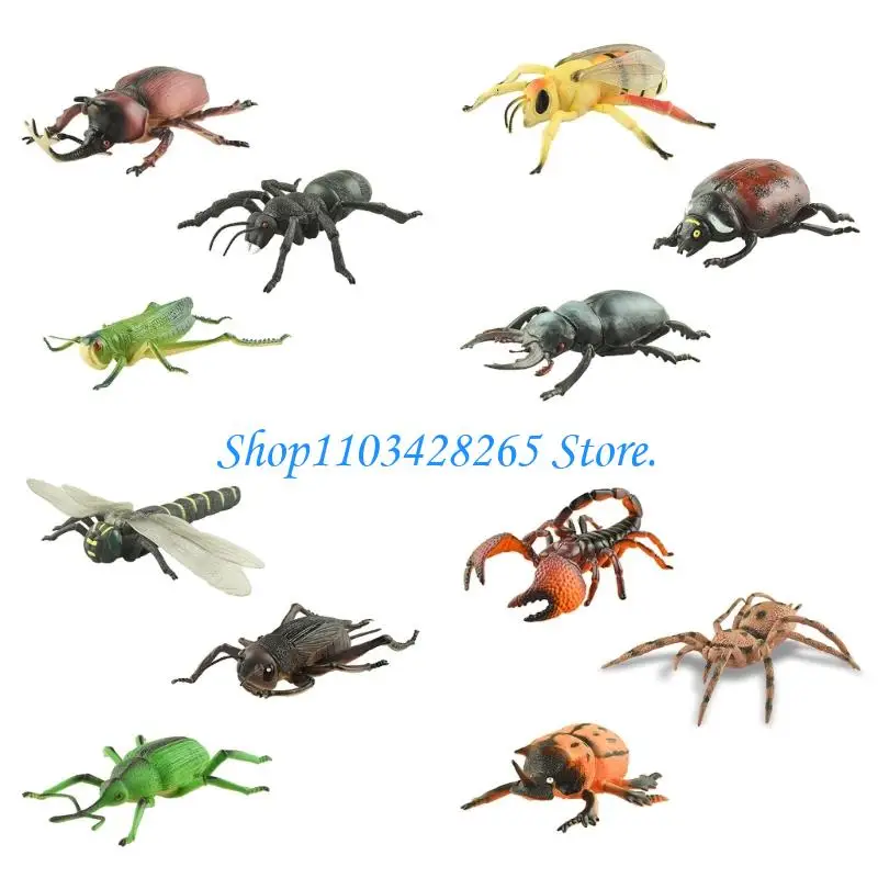 Coleção interativa brinquedos insetos, 3 peças para crianças, exploração da e biologia, desenvolvimento estatueta