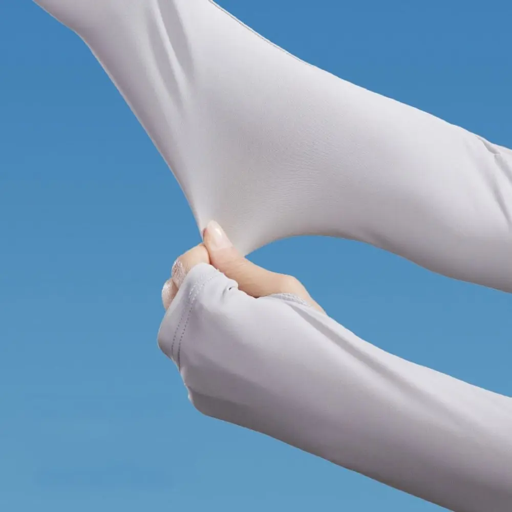 Letter Ice Silk Sleeves Long Anti-UV Solid Color Sun Protection Cover Driving Gloves Long-sleeved Glove Sunscreen Sleeve Girls