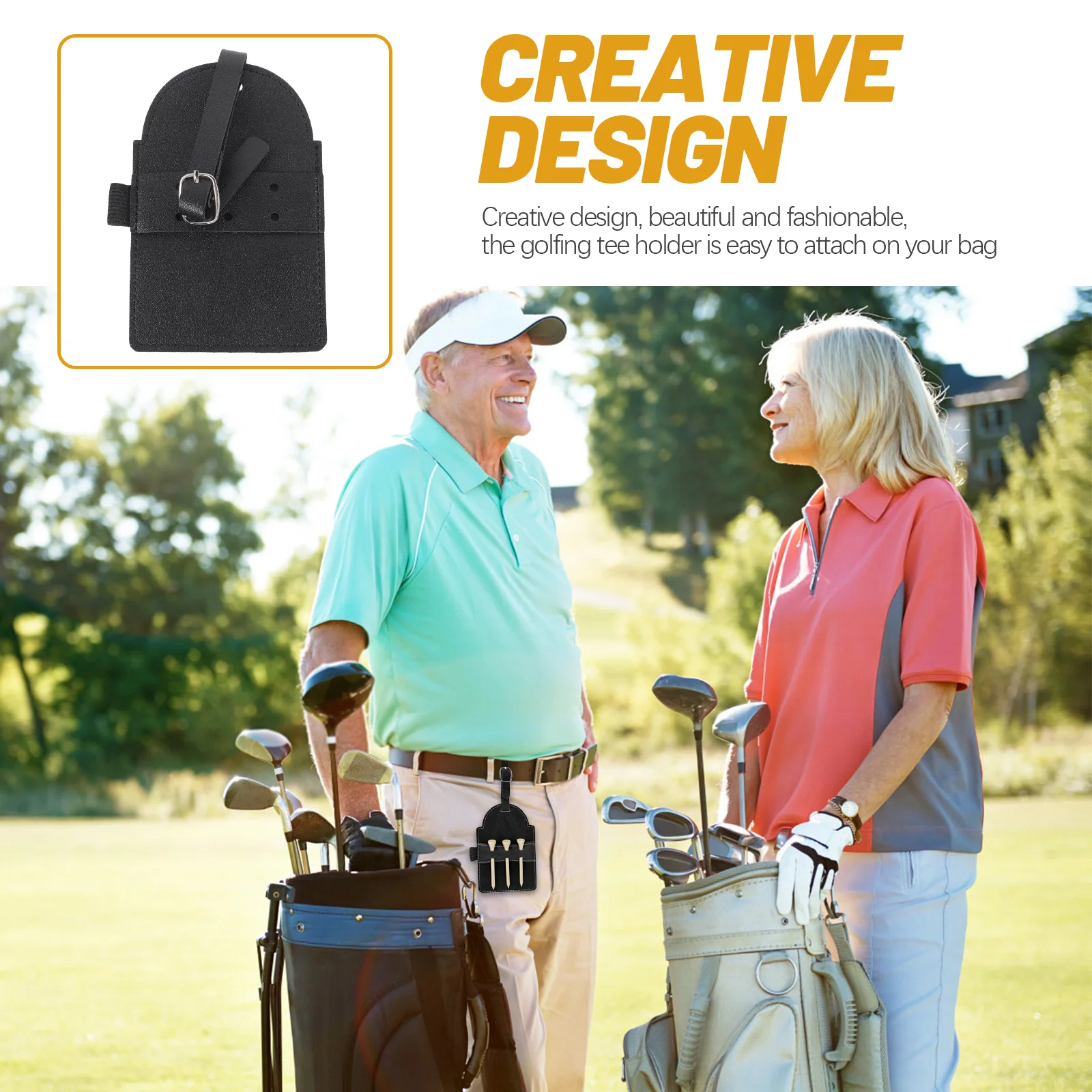 

Golfing Tee Holder PU Stable Wear-Resistant Golf Bag Tag Tees Organizer Portable Compact Golf Accessory Tees Covers