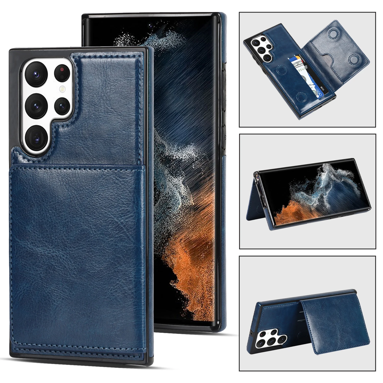 

Magnetic Flip Wallet Phone Case For Samsung Galaxy S24 S23 S22 S21 S20 Plus Ultra 5G Credit Card Holder Leather