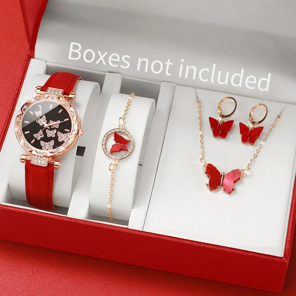 ABCLadies' Fashion Light Luxury Quartz Watch Classic Butterfly Pattern Digital Diamond Face Women's Style