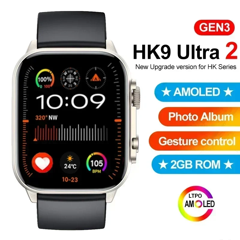 

HK9 Ultra 2 AMOLED Smart Watch Men ChatGPT Compass NFC Smartwatch Local Music Sport Watch for Android IOS HK8 Pro Upgraded 2024