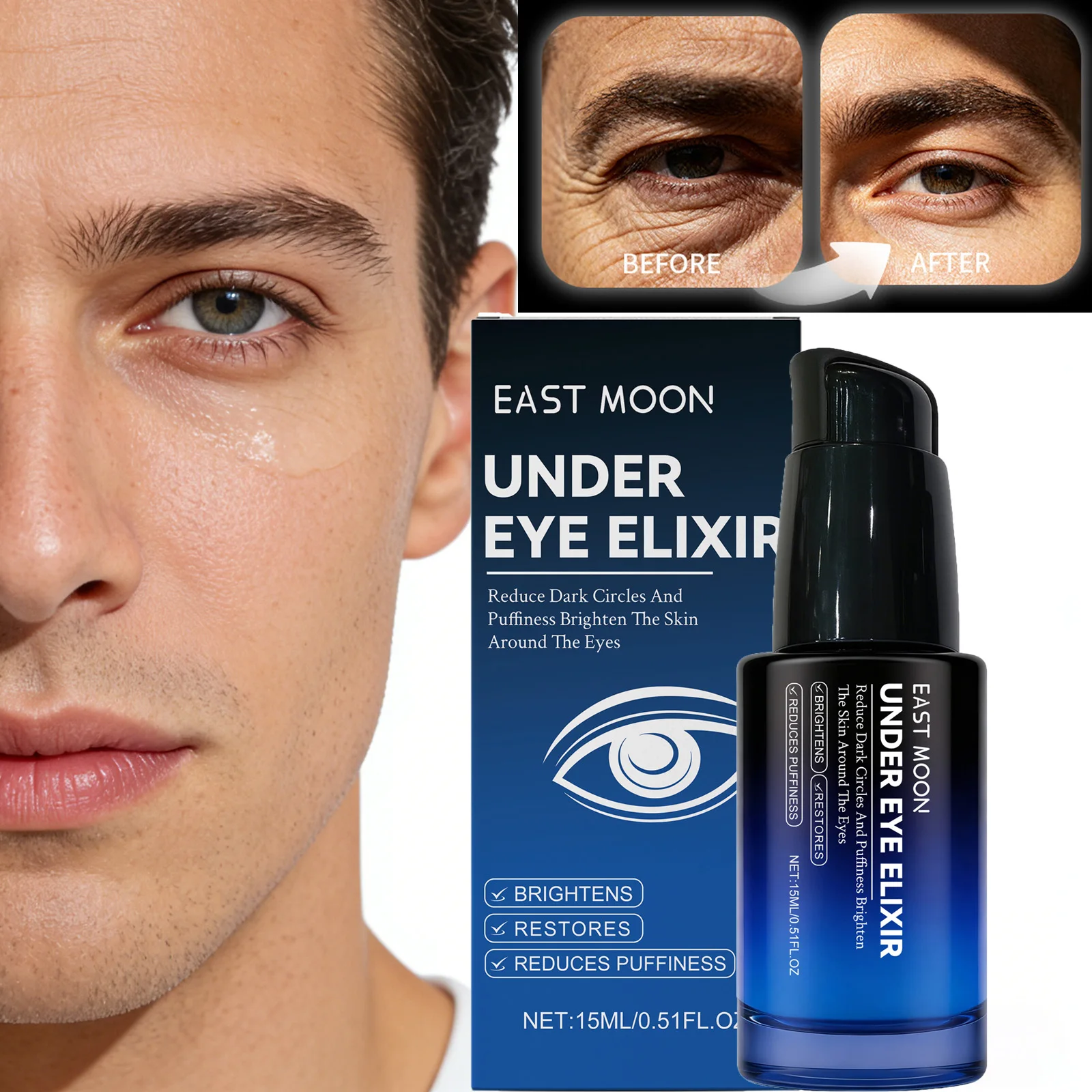 

Сыворотка для мужчин с ретинолом против усталости, осветляющая темные круги и отеки, антивозрастная, ежедневный уход за кожей вокруг глаз, увлажняющая.