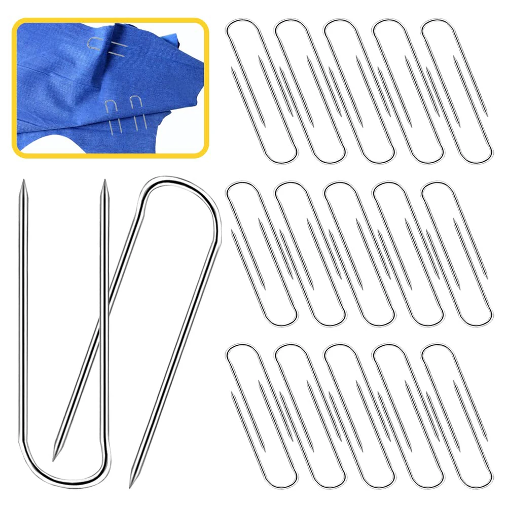 

20pcs/set Sewing U-Pins Fork Pins 23mm U-Pins Crafts Short Fork Blocking Pins Stainless Steel U-Shaped Sewing Pins with Box