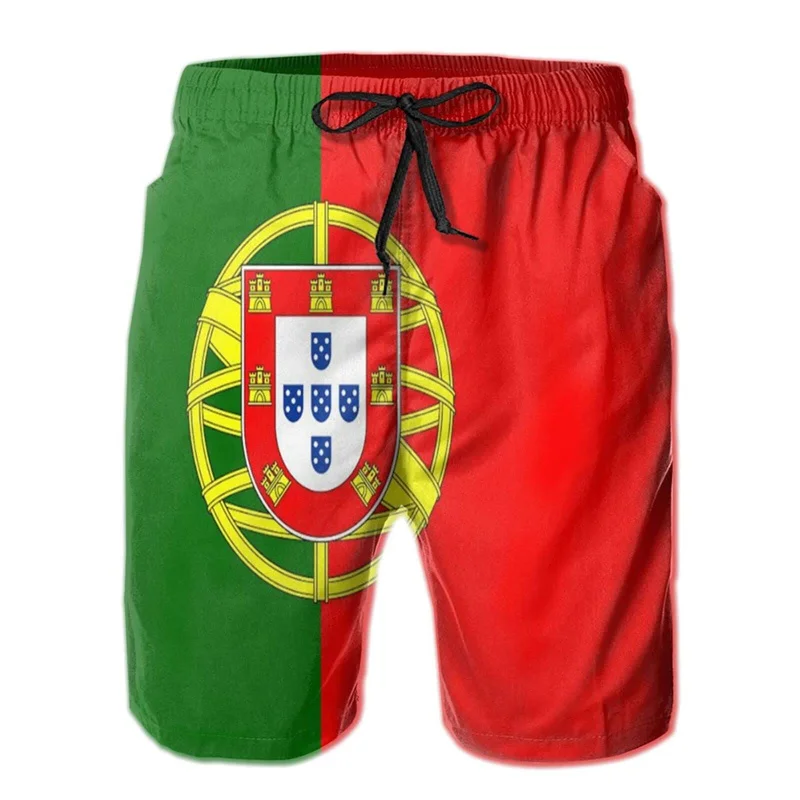 Classic 3d Print Portugal Flag Beach Shorts Men Quick Dry Bathing Suits Loose Surf Board Shorts Popular Sports Swim Trunks