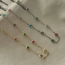 Colorful Natural Stone Necklace Spring and Summer 2024 New Collarbone Chain Simple Neck Chains