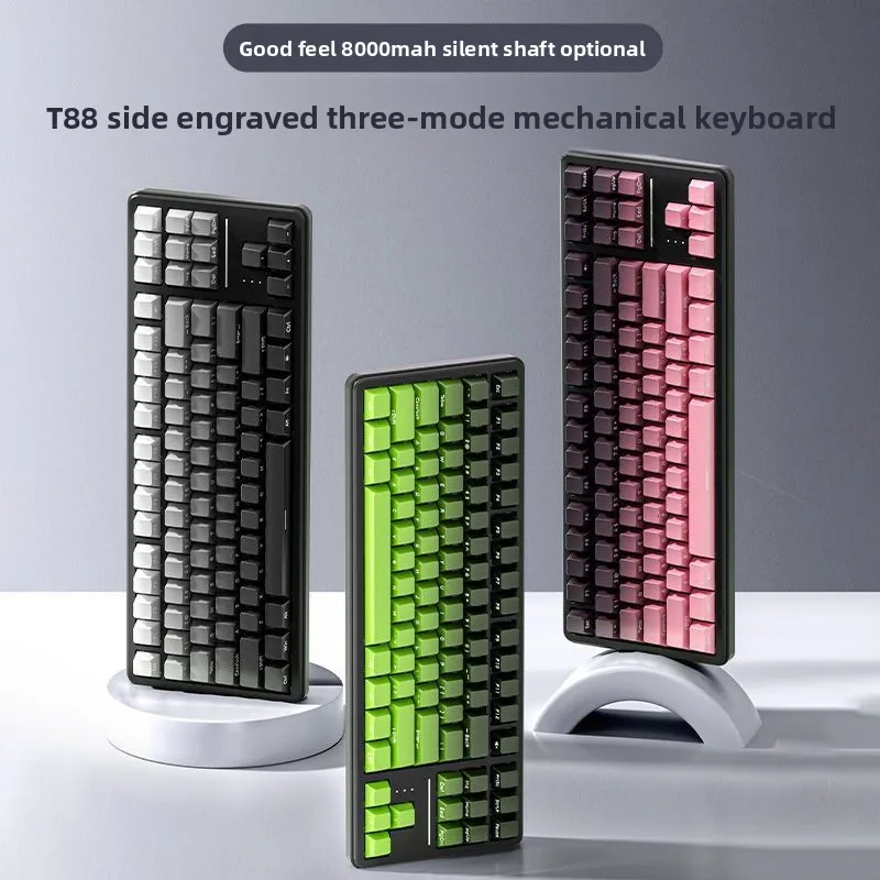 

T88 Игровая механическая беспроводная клавиатура Bluetooth Трехрежимная сверхтихая игровая офисная с боковой гравировкой
