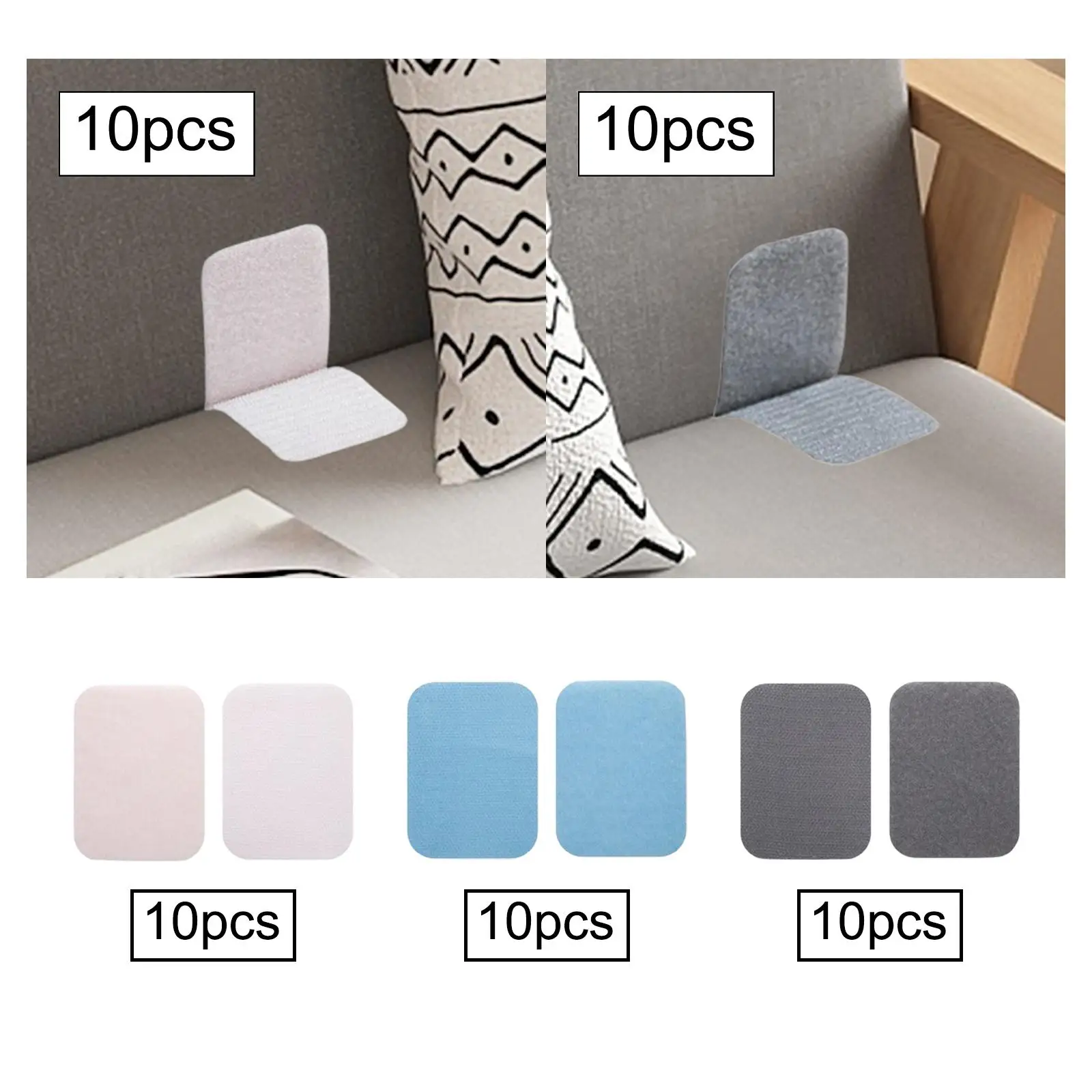 

10Pcs Hook and Loop Strips with Adhesive Mounting Tape Back Adhesive Fasten for Chair Pads Sofa Mattresses Furniture Carpet