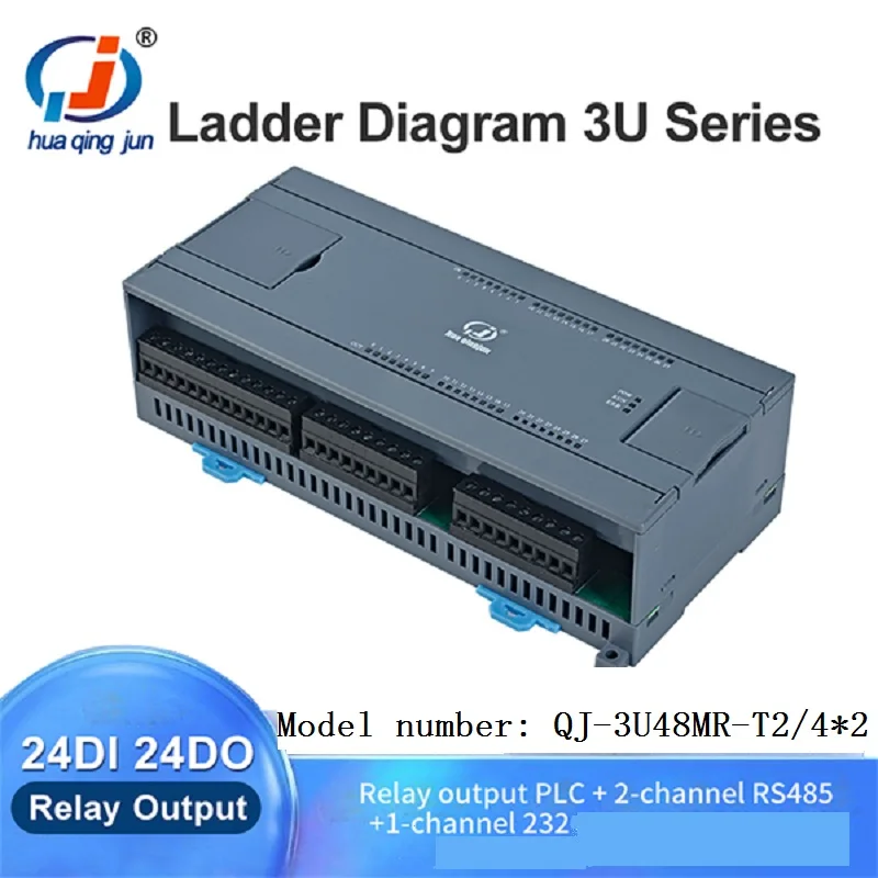 Foshan ChingJun 24DI 24DO Uscita Relè PLC RS485 232 Schema Scala 3U 48MR Modbus RTU PLC per Macchina CNC