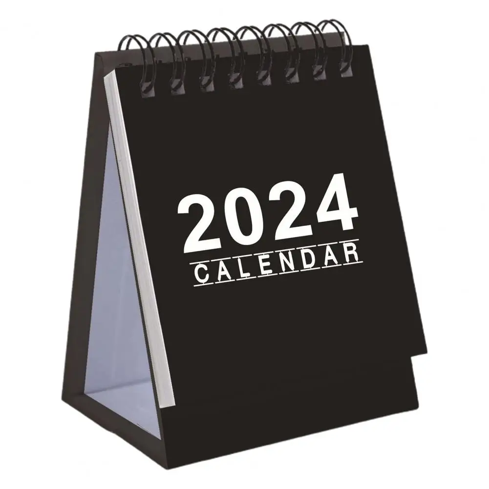 2024 Mini English Desk Calendar Planner 12 Months Jan to Dec Portable Home Office Monthly Schedule Standing