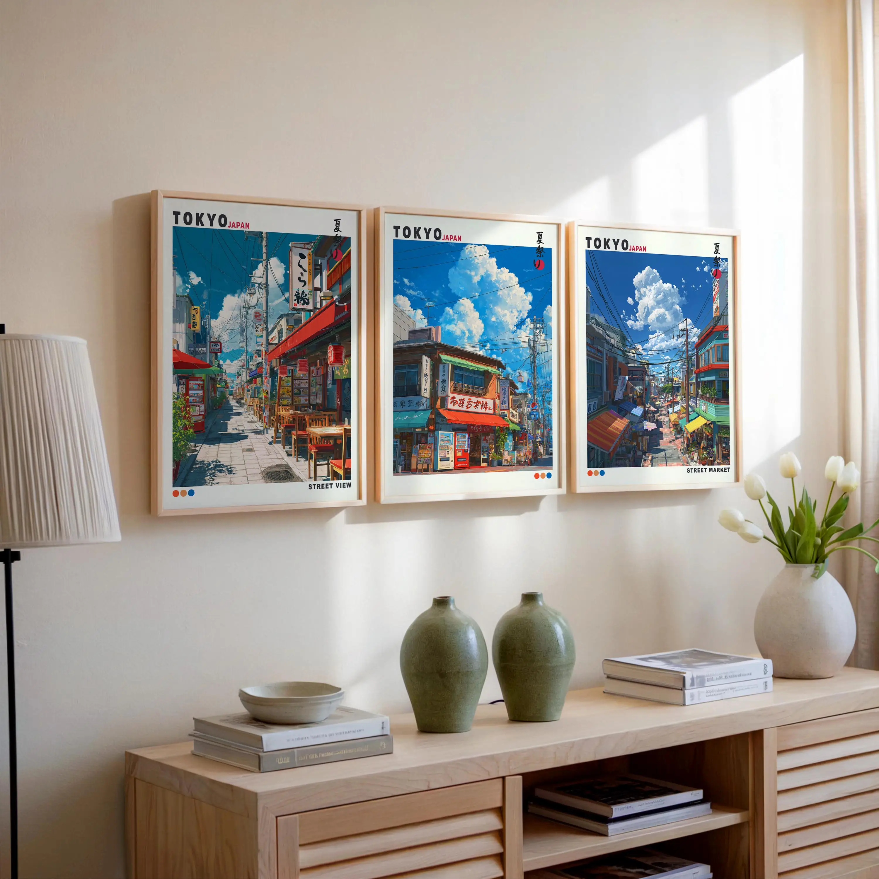 Pintura en lienzo sin marco, juego de 3 carteles de viaje a Japón sin marco, arte de pared de Tokio, Hiroshima, Kyoto, impresiones vintage de Japón