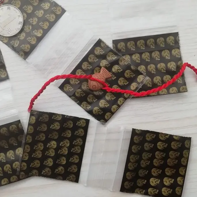ゴールドスカルプリント,再封可能な収納バッグ,ポリプラスチック,5x5cm, 50 100個,2020