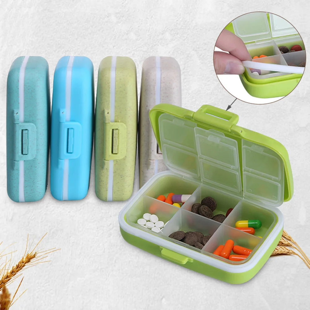 

Портативная дорожная коробка для таблеток с шестью отделениями, органайзер для лекарств, держатель для планшета, чехол для хранения витаминов, диспенсер, резак, карманный размер, эко