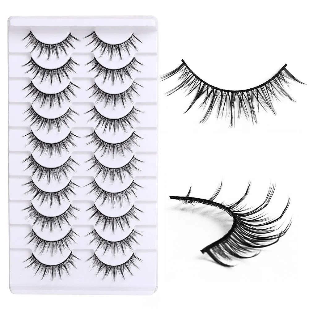 10 paar natuurlijke look valse wimpers piekerig volume manga wimpers 3D DIY wimperverlenging