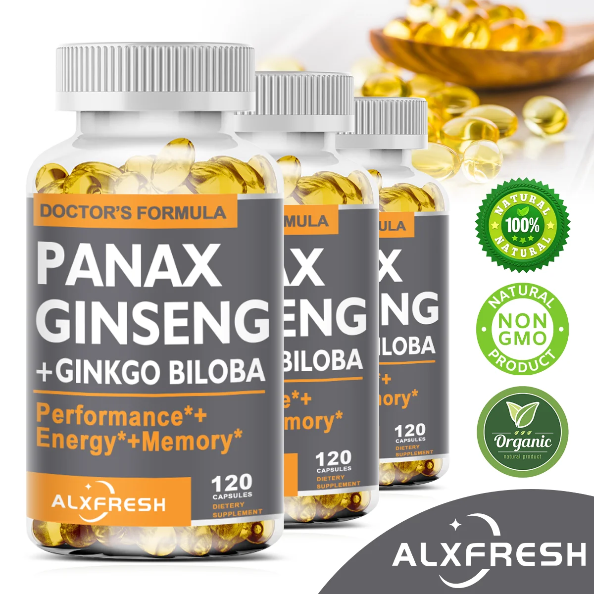 Korean Red Panax Ginseng Ginkgo Biloba Ashwagandha Zinc | Non-GMO Vegan | Premium Formula Nutrition Supplement