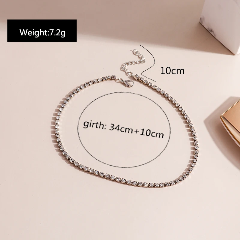 Aihua Sexy Choker Iced Out Tennis Chain Necklace For Women Luxury Cubic Zircon Crystal Short Hiphop Neck Accessories Jewelry image 6