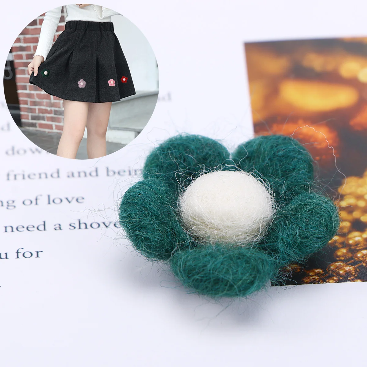 

Wool Felt Balls Colorful Pure Roving For Needle Felting Diy Crafts Jewelry Making Kit Hairpins Decoration Five-Petal Flower