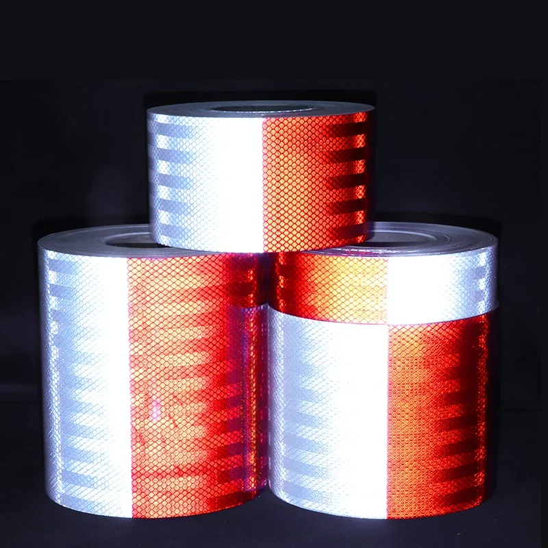 2cm/3cm/5cm/10cm/15cm/20cm PET White Red Reflective Sticker Tape For Traffic Safety