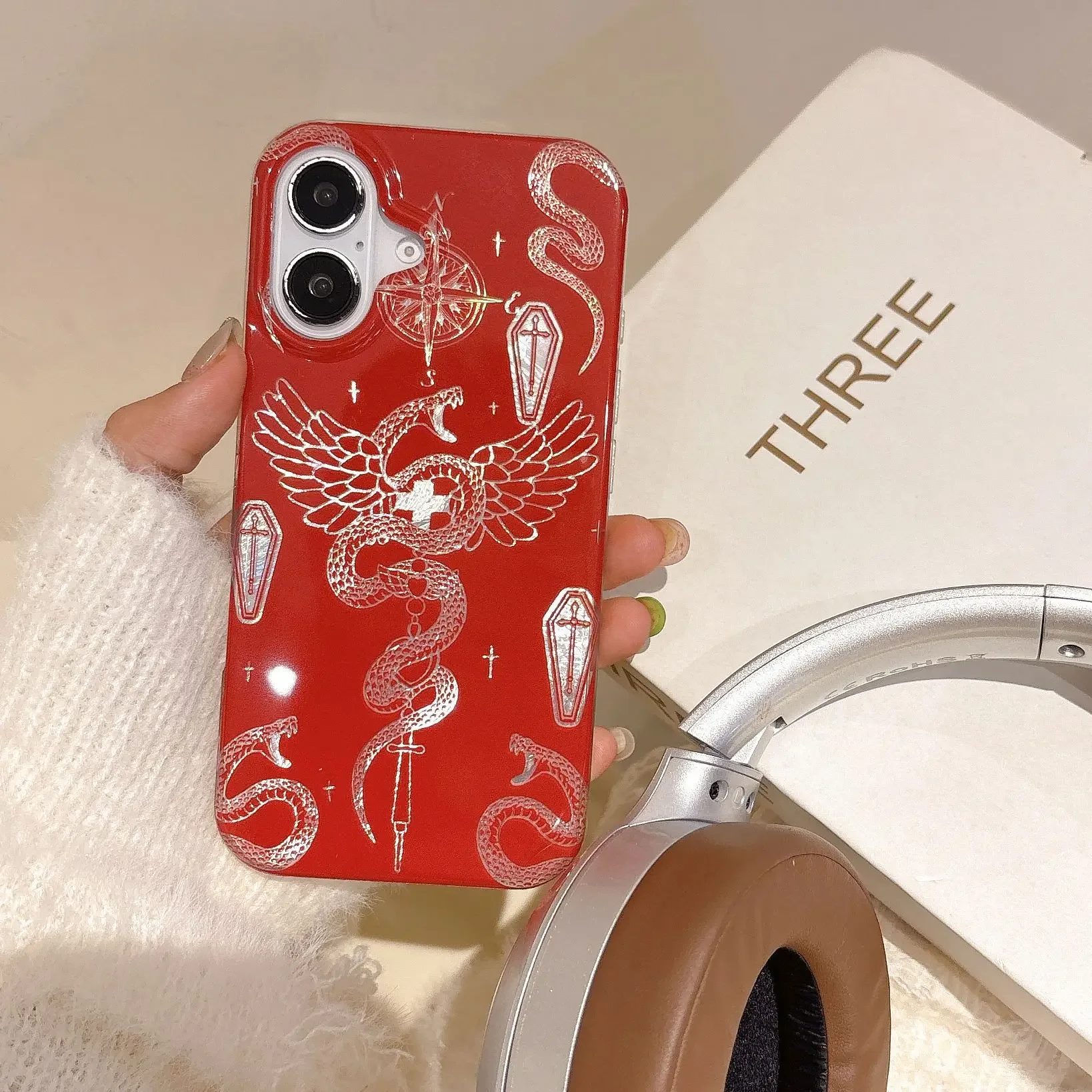 viper wing snake totem compass art Phone case For iPhone 16 15 14 13 12 Pro Max Case Cute Luxury Cartoon shockproof Soft Cover