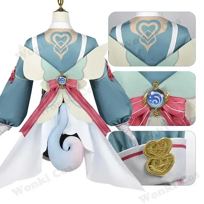 2025 12 جديد وصول تأثيري حلي شعر مستعار تأثير Sigewinne ذيل حصان الشعر لولي فتاة الاطفال ملابس تنكرية للحفلات وتتسابق