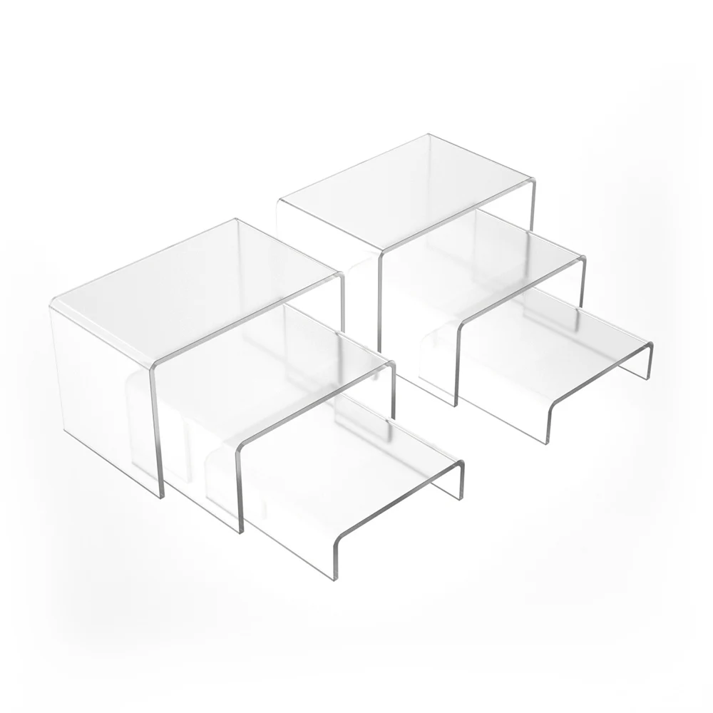 6PCS Clear Acrylic Risers for Display,Home Decor Jewelry Display Riser Shelf Showcase Fixtures nd Showcase Shelf for Figures