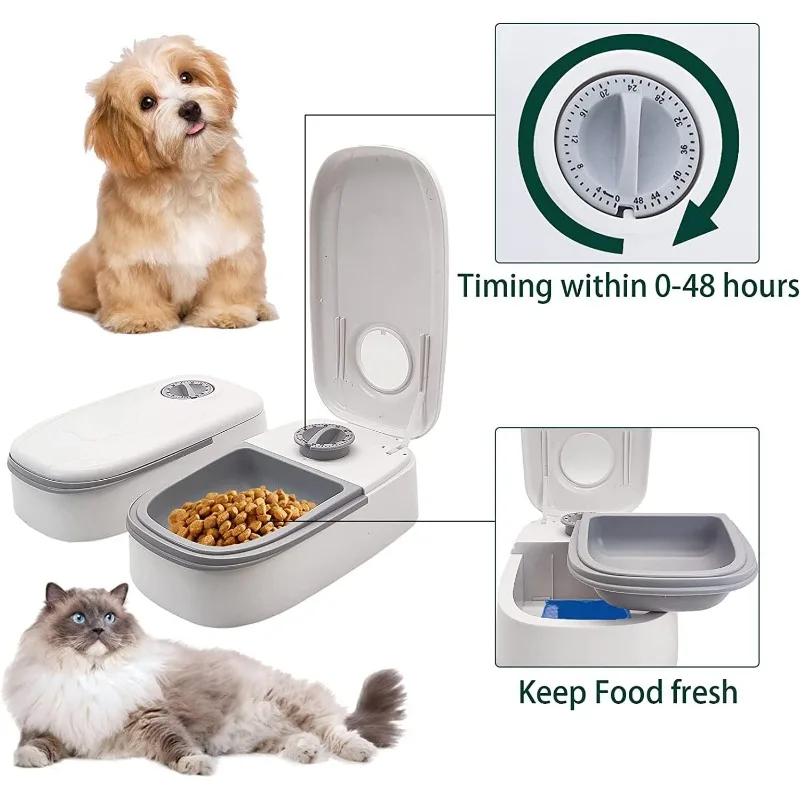 Imagem -02 - Alimentador Inteligente Automático para Animais de Estimação Distribuidor de Alimentos Secos e Úmidos Temporizador de 48 Horas Design Resistente a Adulterações Refeições Alimentador para Gatos