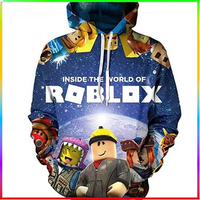 Cartoon Game ROBLOX Fashion Printed Hooded Sweater Children's Casual Sports Simple Hooded Pullover Couple Sweater Birthday Gift