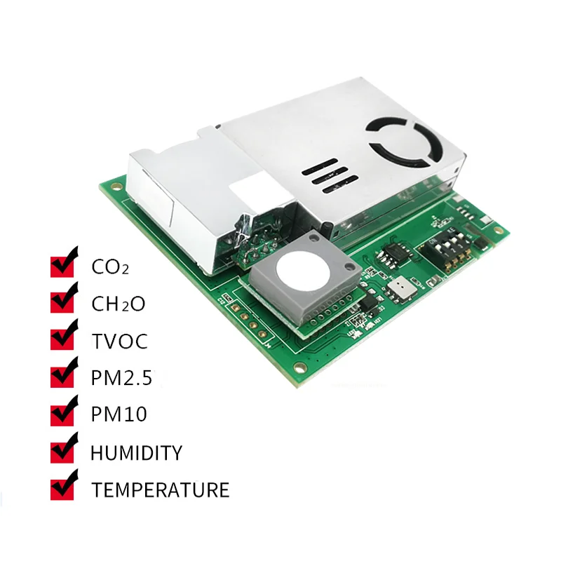 M701 7In1 Environmental Air Quality Sensor Module RS485 UART Output PM2.5 CO2 VOC HCHO Gas Sensor With Temperature And Humid
