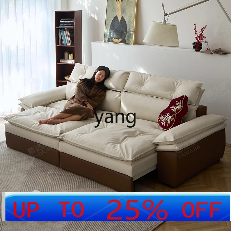 

LHH cream style leather smart adjustable first layer cowhide retractable electric sofa
