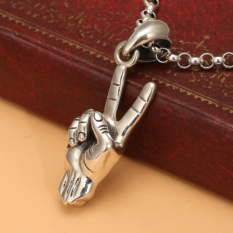 S925 sterling silver eye scissor hand pendant couple vintage original design punk men's silver pendant