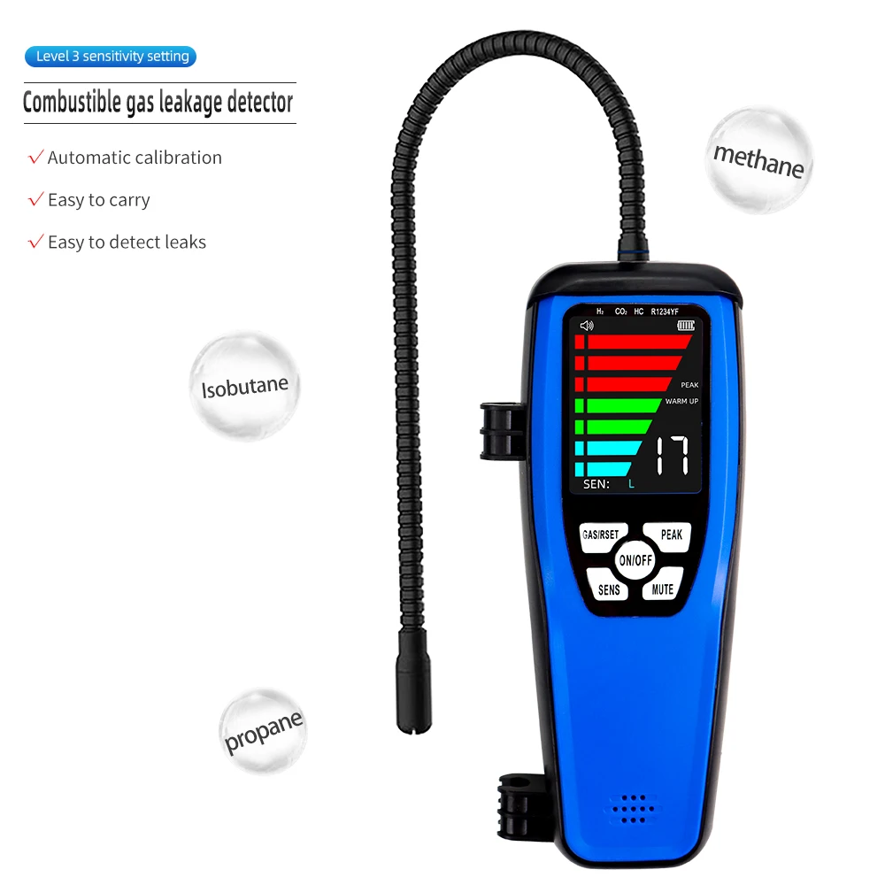 Combustible Gas Leak Detector Sound & Screen Alarm Flammable Natural Gas Tester Propane Hexane Methane Leak Indicator LD-600