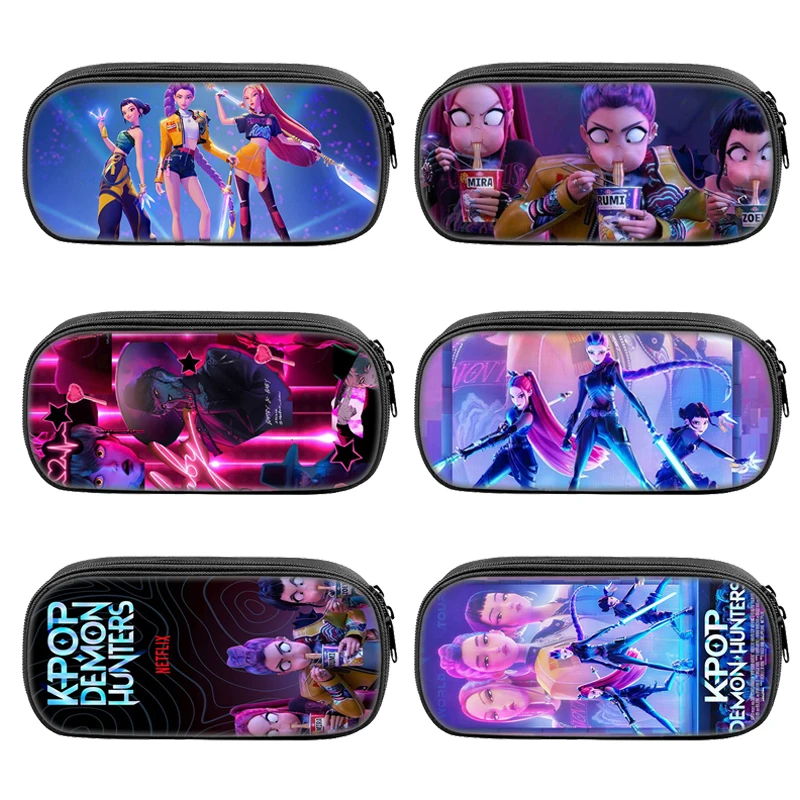 

KPop Demon Hunters Pencil Case Anime Print Peripheral Pen Pouch Cartoon Student Stationery Storage Bags Back To School Gifts New