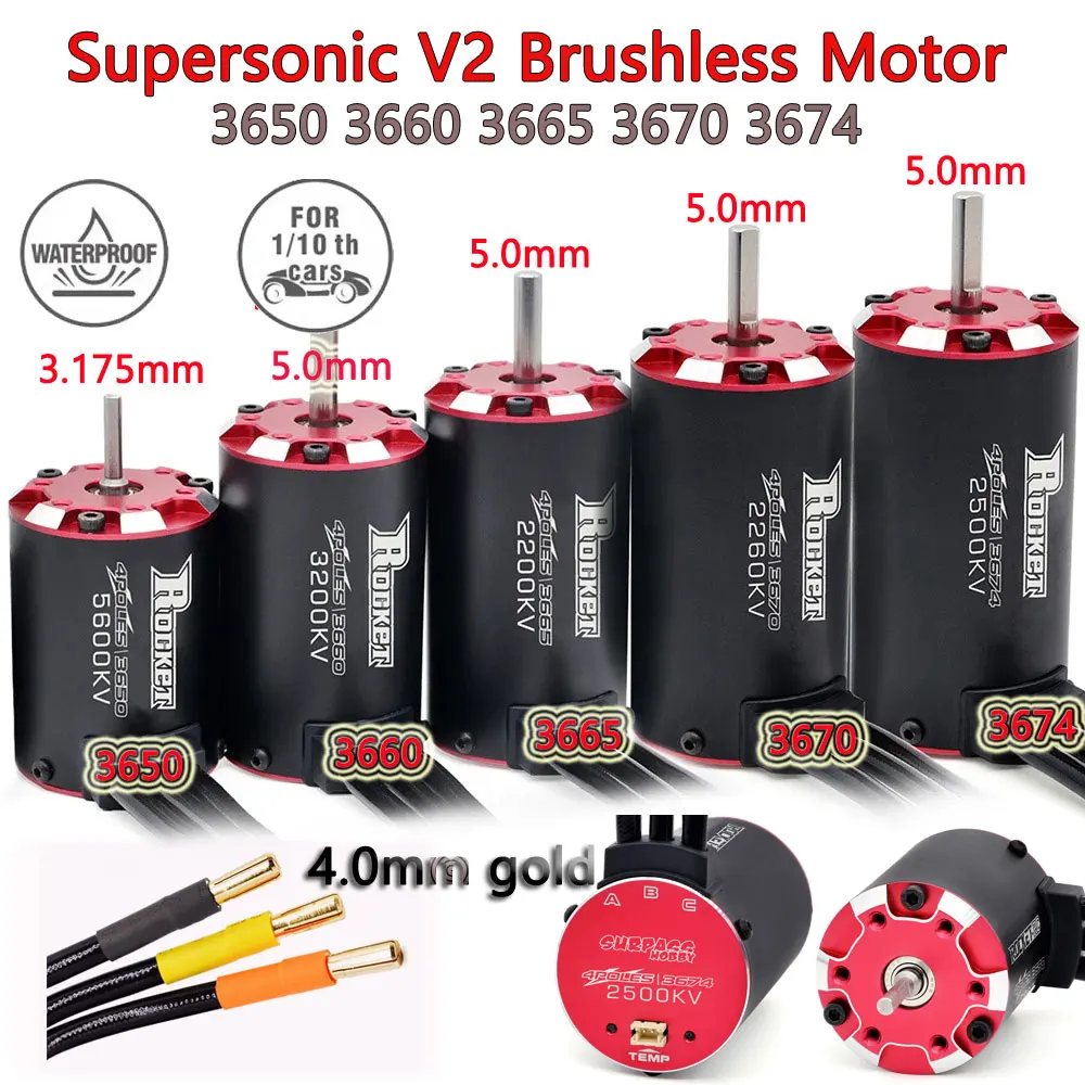 SURPASSHOBBY Rocket-RC Supersonic V2 3650 3660 3665 3670 3674 Brushless Motor Temp/Sensor Port for 1/8 1/10 RC Car Off-Road Boat