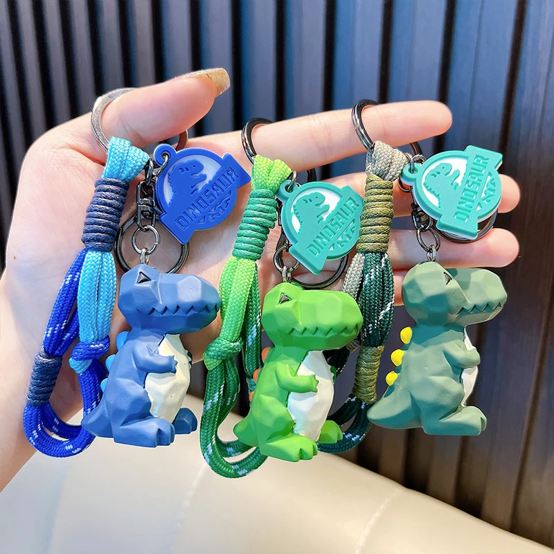 Cute e Trendy Cut Dinosaur Keychain para crianças, Charme Criativo, Casal Schoolbag Pingente, chaveiro do carro dos desenhos animados, brinquedo pequeno presente