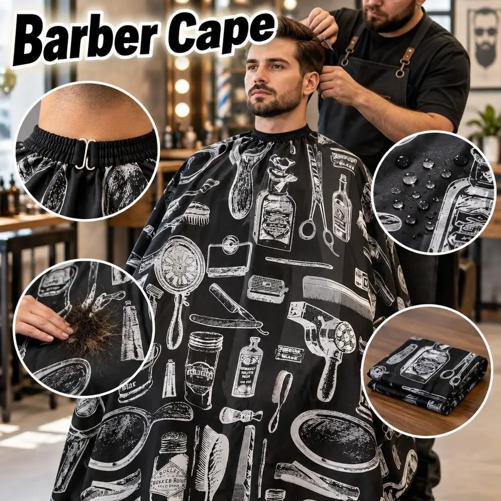 Professional Barber Cape Hair Cutting Gown Adjustable Neck Water Resistant Hair Repellent Cloth For Salon Home Barber