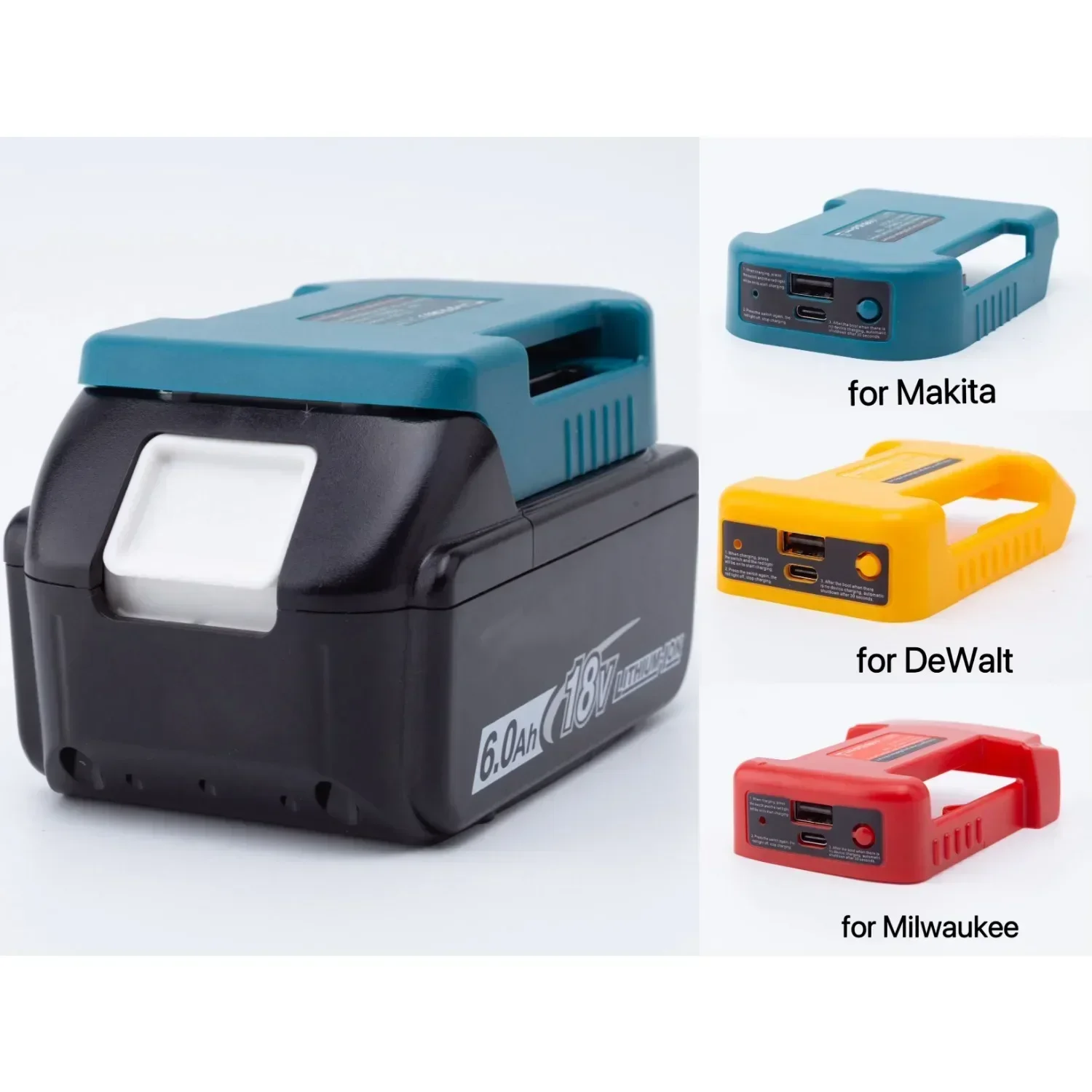 

Suitable For Makita/Milwaukee/DeWalt 20V Li-ion Battery Power Bank Fast Charger Portable W/USB Type-C output Electric Drill Tool