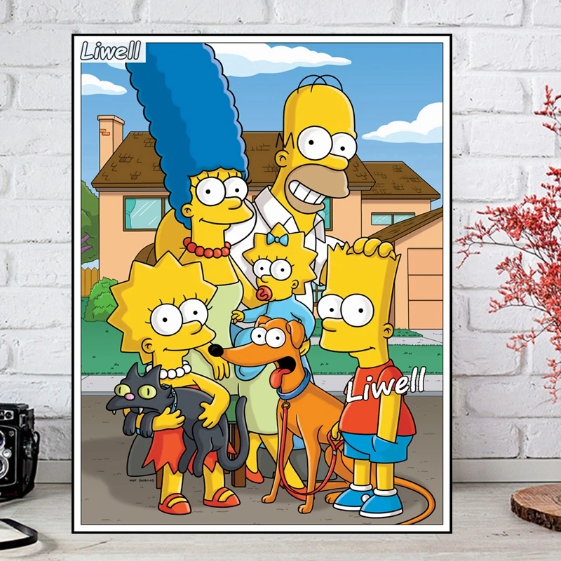 The Simpsons Disney Cartoon Diamond Painting Rhinestone Photo Art Happy Simpson Family Life Mosaic Cross Stitch Handwork Decor