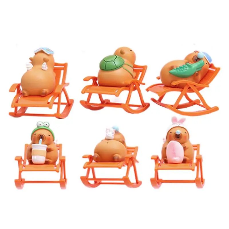 Capybara Figure Ornament Capybara Rocking Chair Ornaments Capybara Rocking Chair Tiny Figures For Miniature Garden Table