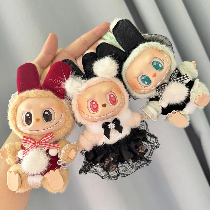 

17cm Labubu I II Idol Dolls Clothes Kawaii Lace Srap Skirt Set Baby Accessories Korea Kpop Exo Clothing Plush Doll'S Clothes