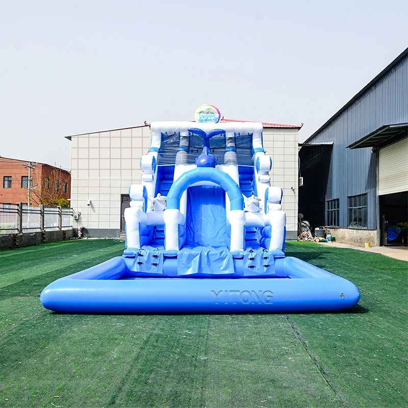 Bouncing Castles And Water Slides Outdoor Inflatable Water Slide Wave Whale Water Slides Inflatable For Adults