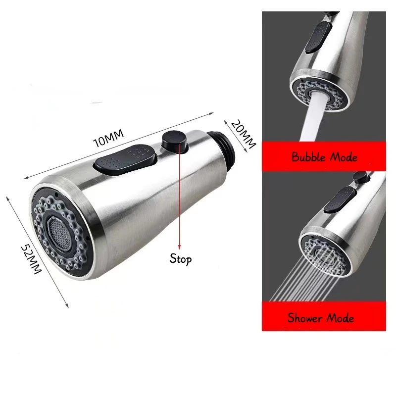 Rociador de grifo extraíble para cocina G1/2, boquilla duradera para ahorro de agua, lavabo, ducha, cabezal de pulverización, cabezal de extracción