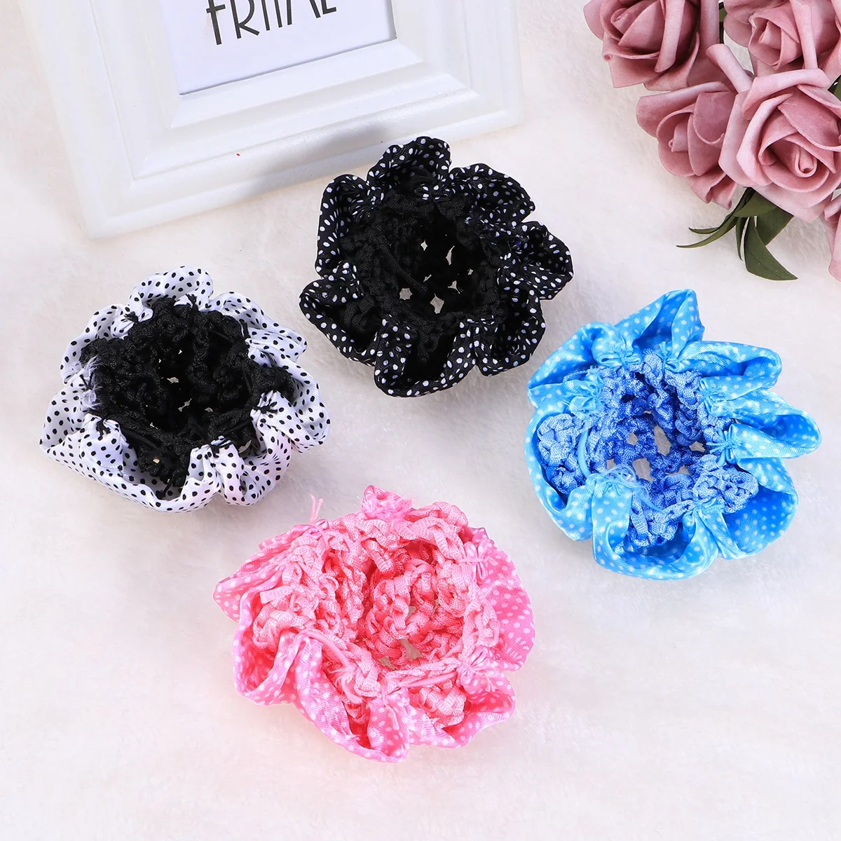 

4pcs HairSnood ElasticHairNet Accessories BlueMeshCover ForDance DurableLonglasting Use FormalOccasion HairCare Styling Tool