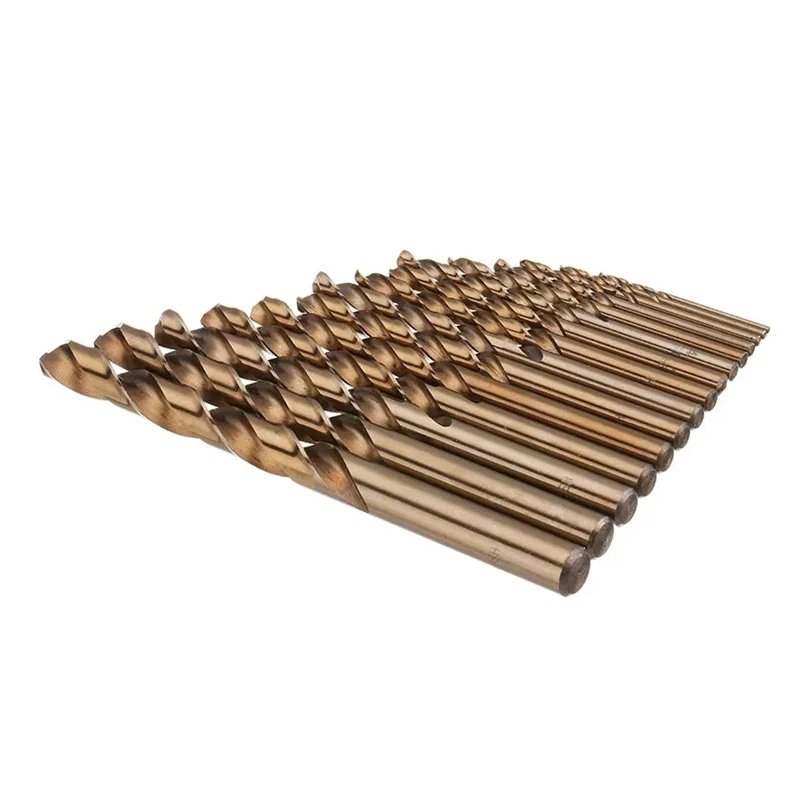Aço inoxidável Straight Shank Torção Brocas, Metal Ferramenta De Perfuração De Poder, Alta Velocidade, M35, 1.5-10mm, 15Pcs