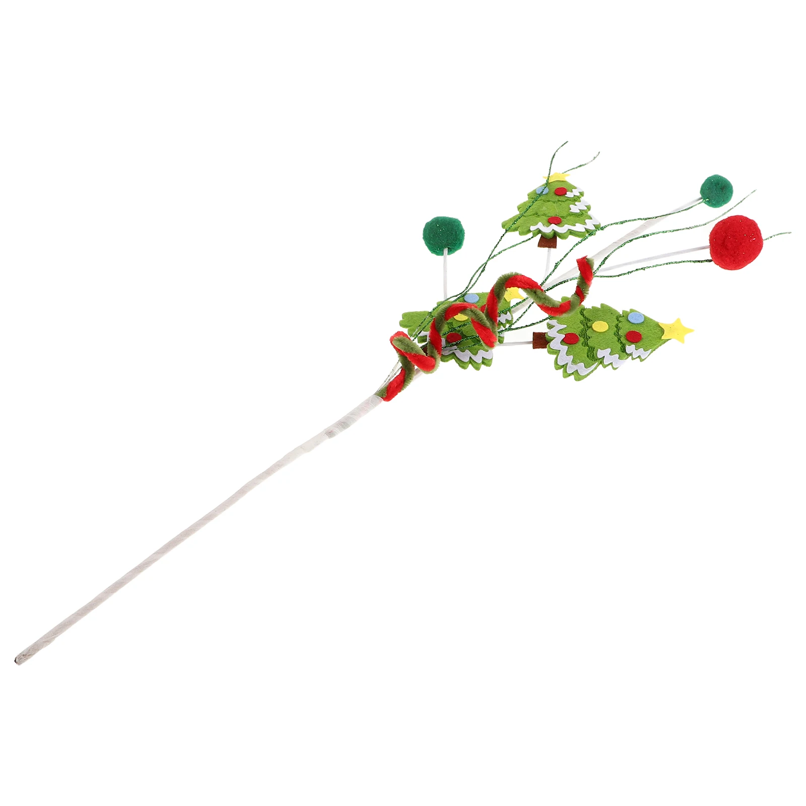 

Christmas Tree Decorations Shape Picks Woolen Curly naments Red Green Cane Wreath Accessories PomPom Bells Xmas Toppers