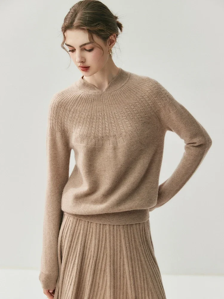 New Chinese Style Sweater 100% Cashmere Women's Sweater Autumn Winter Pullover Knitwear Mandarin Collar Elegant Ethnic Jacquard