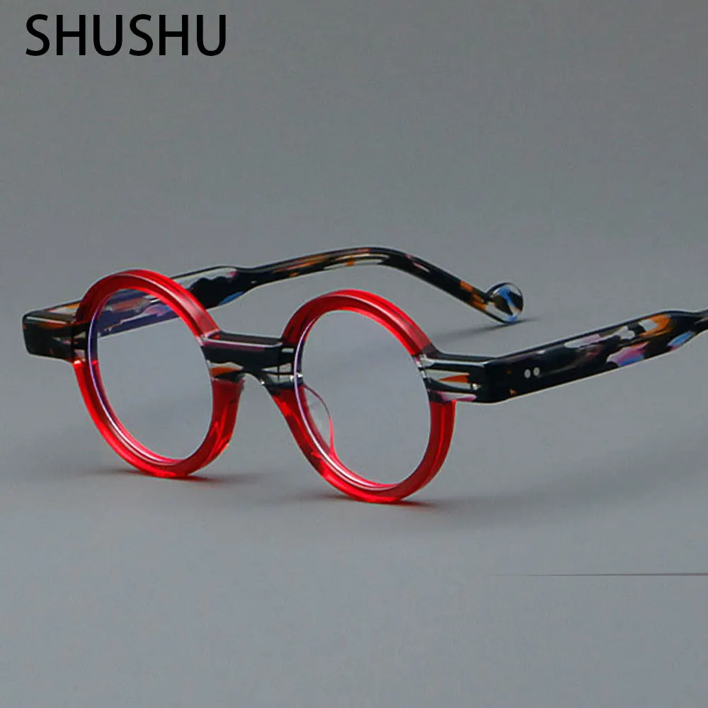 

SHA25 New Round Women's Plate Glasses Frame Vintage Glasses Men's Riveted Glasses Light Luxury Brand Glasses