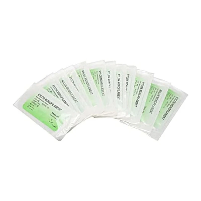 12Pcs Suture Practice Thread Suture Thread With Curvedneedle And Nylon Materials (4/0)