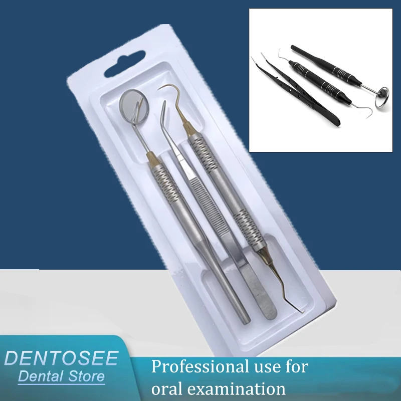 

3pcs/set Dental Mirror Kit Stainless Steel Mouth Mirror Tweezers Probe Oral Exam Tools Dentist Instruments Cleaning