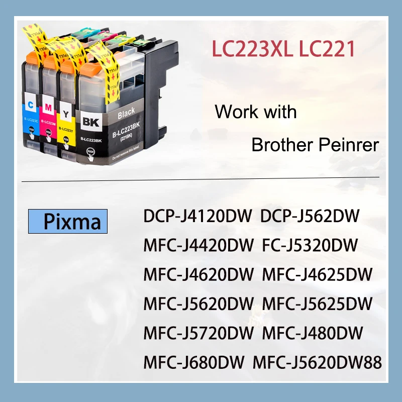 Vliaxh LC223 LC221 LC221XL LC223XL Ink Cartridge For Brother DCP-J562DW J4120DW MFC-J480DW J680DW J880DW J4420DW J4620DW J5320DW